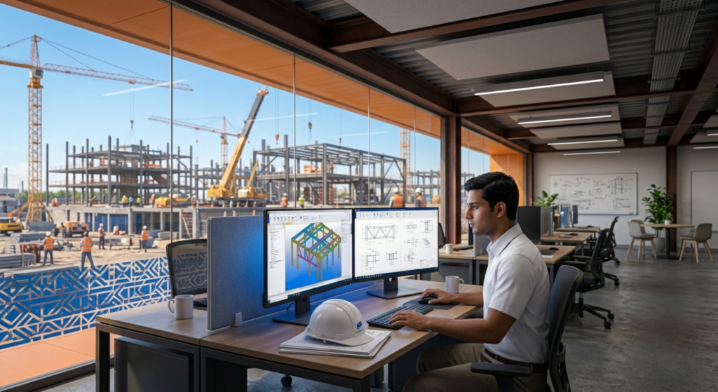 Beginner learning steel detailing and Tekla Structures software for a successful engineering career.